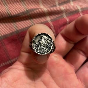 Sterling silver ring. Wolf